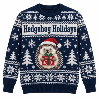 [popular-sweater:PX-13-11:front] Hedgehog Holidays Ugly Christmas Sweatshirt - Front view