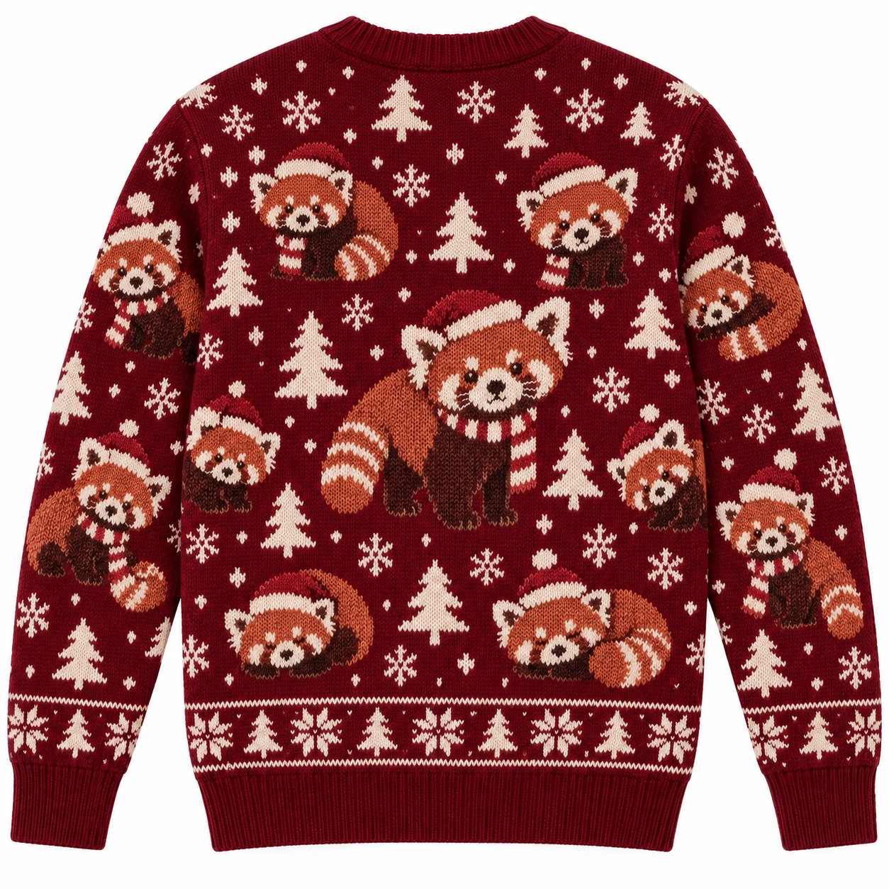 [popular-sweater:PX-13-12:back] Red Panda Christmas Ugly Christmas Sweatshirt - Back view