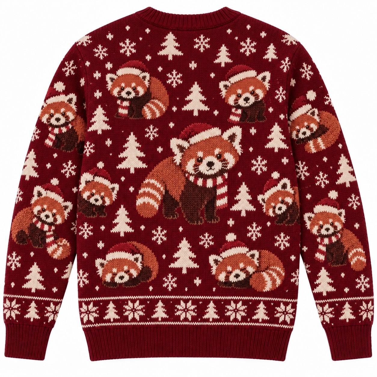 [popular-sweater:PX-13-12:back] Red Panda Christmas Ugly Christmas Sweatshirt - Back view