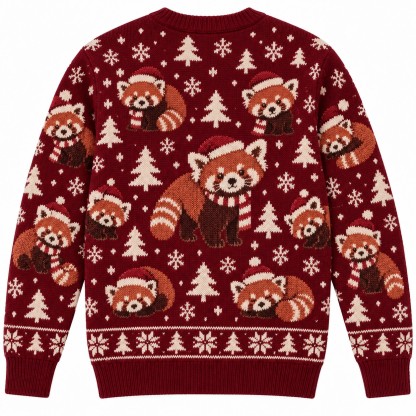 [popular-sweater:PX-13-12:back] Red Panda Christmas Ugly Christmas Sweatshirt - Back view