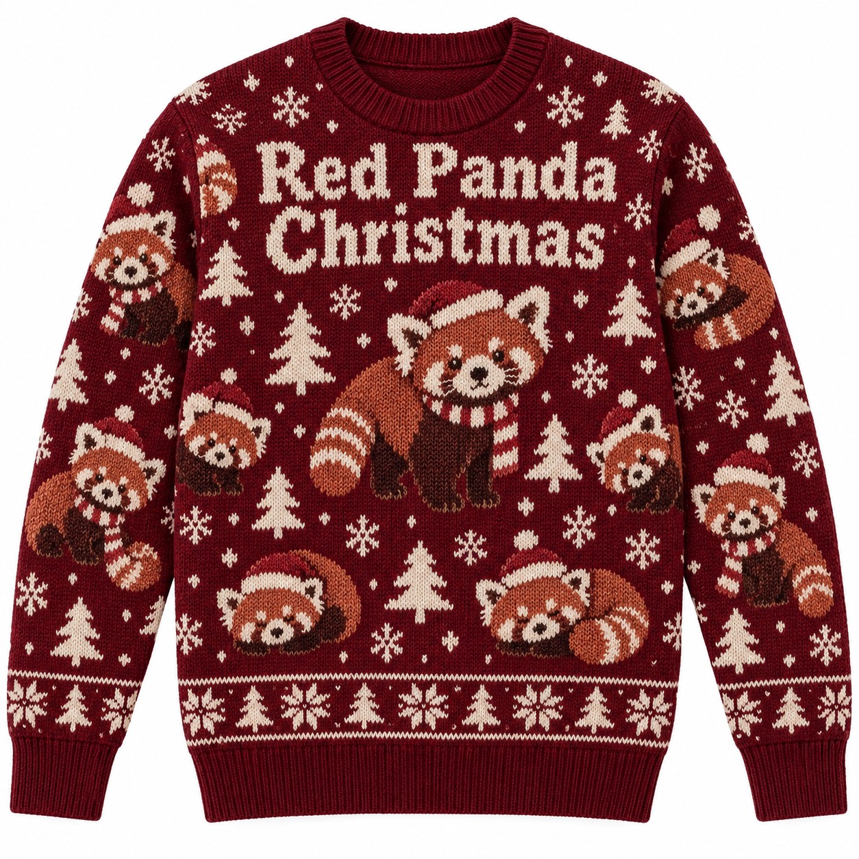 [popular-sweater:PX-13-12:front] Red Panda Christmas Ugly Christmas Sweatshirt - Front view