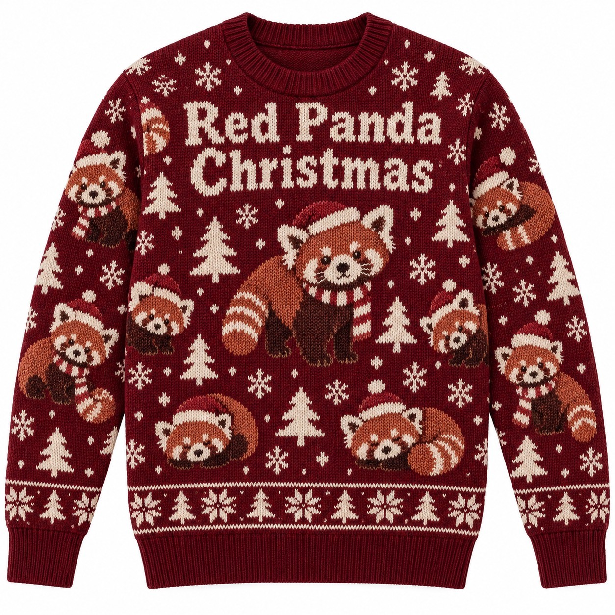 [popular-sweater:PX-13-12:front] Red Panda Christmas Ugly Christmas Sweatshirt - Front view