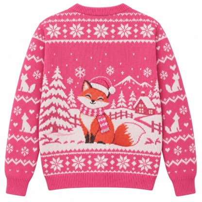 [popular-sweater:PX-13-14:back] Foxy Holidays Fox Ugly Christmas Sweatshirt - Back view