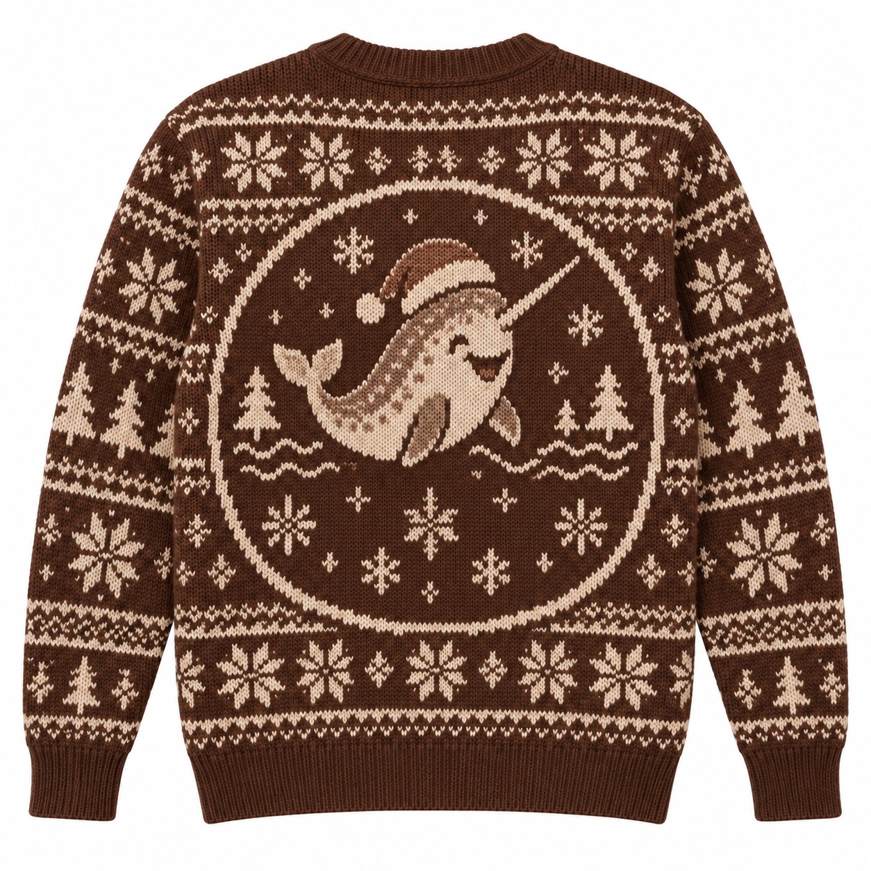 [popular-sweater:PX-13-15:back] Narwhal Noel Ugly Christmas Sweatshirt - Back view