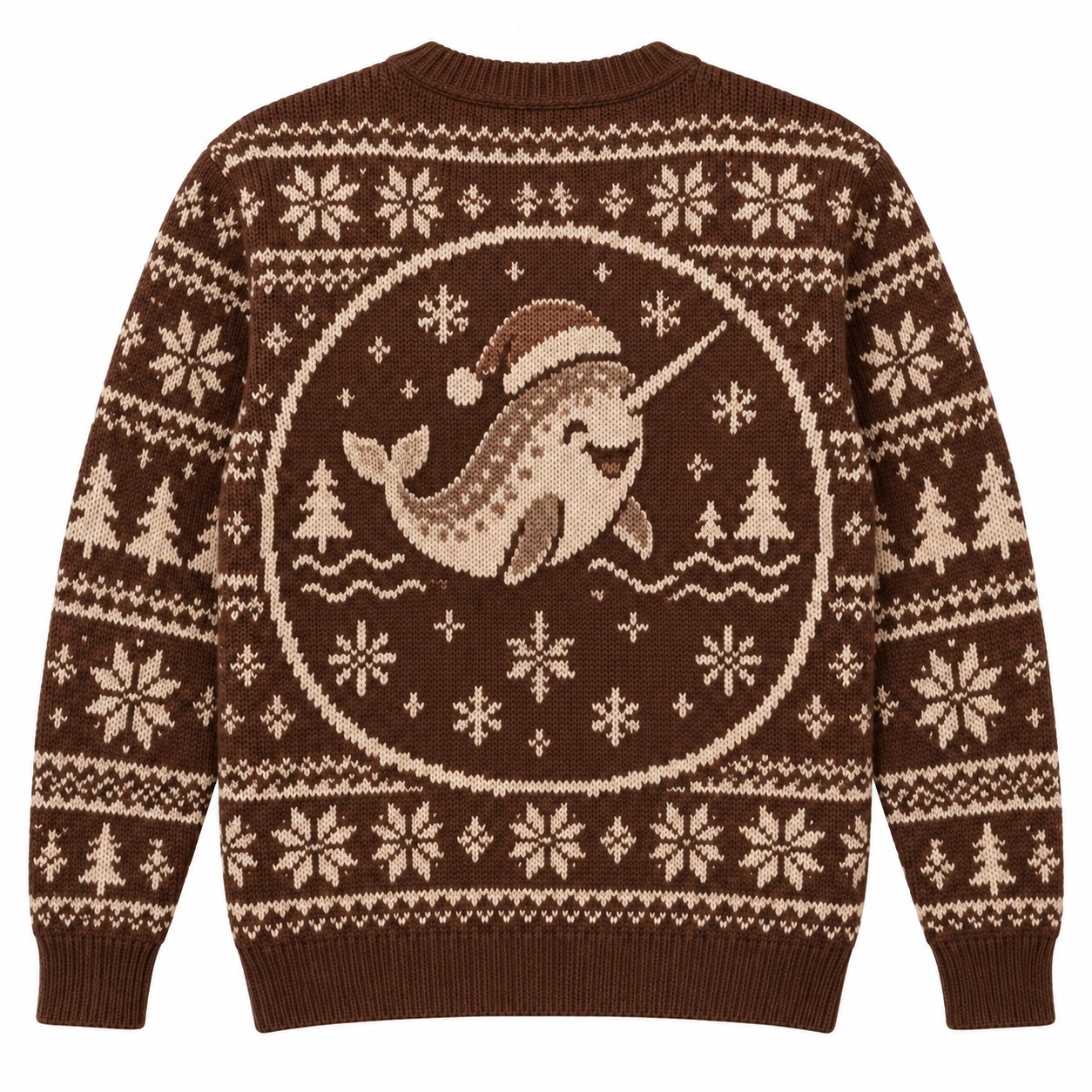 [popular-sweater:PX-13-15:back] Narwhal Noel Ugly Christmas Sweatshirt - Back view