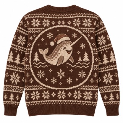 [popular-sweater:PX-13-15:back] Narwhal Noel Ugly Christmas Sweatshirt - Back view