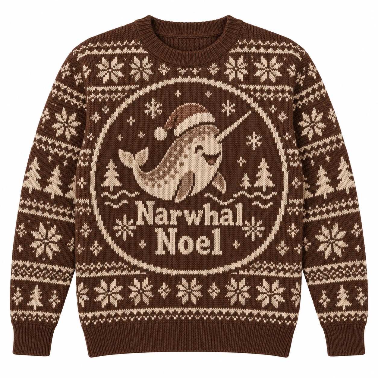 [popular-sweater:PX-13-15:front] Narwhal Noel Ugly Christmas Sweatshirt - Front view