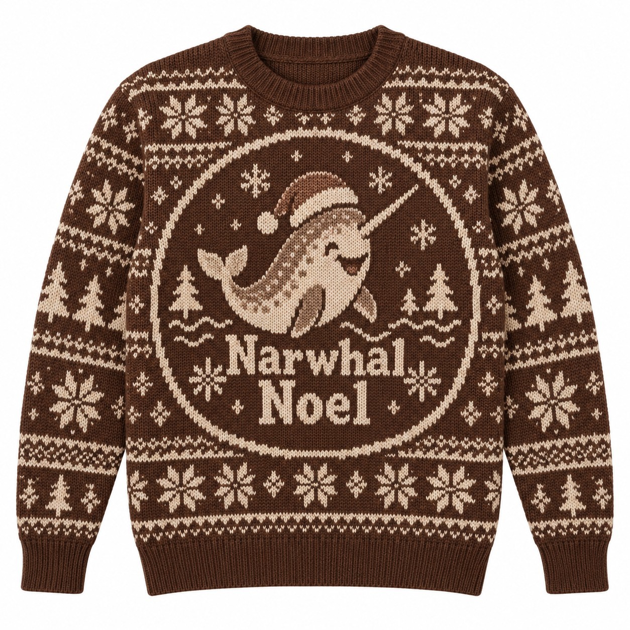 [popular-sweater:PX-13-15:front] Narwhal Noel Ugly Christmas Sweatshirt - Front view
