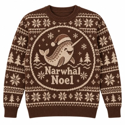 [popular-sweater:PX-13-15:front] Narwhal Noel Ugly Christmas Sweatshirt - Front view