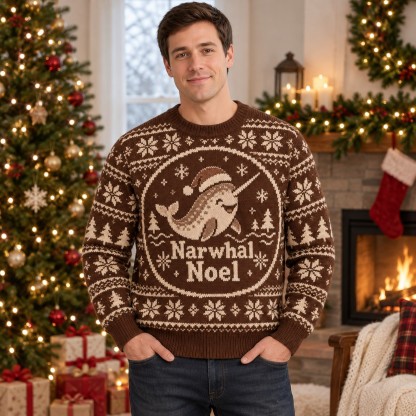 [popular-sweater:PX-13-15:male] Narwhal Noel Ugly Christmas Sweatshirt - Male view