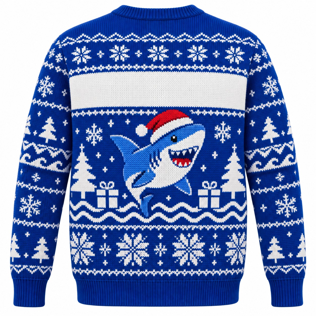 [popular-sweater:PX-13-16:back] Sharky Christmas Shark Ugly Christmas Sweatshirt - Back view