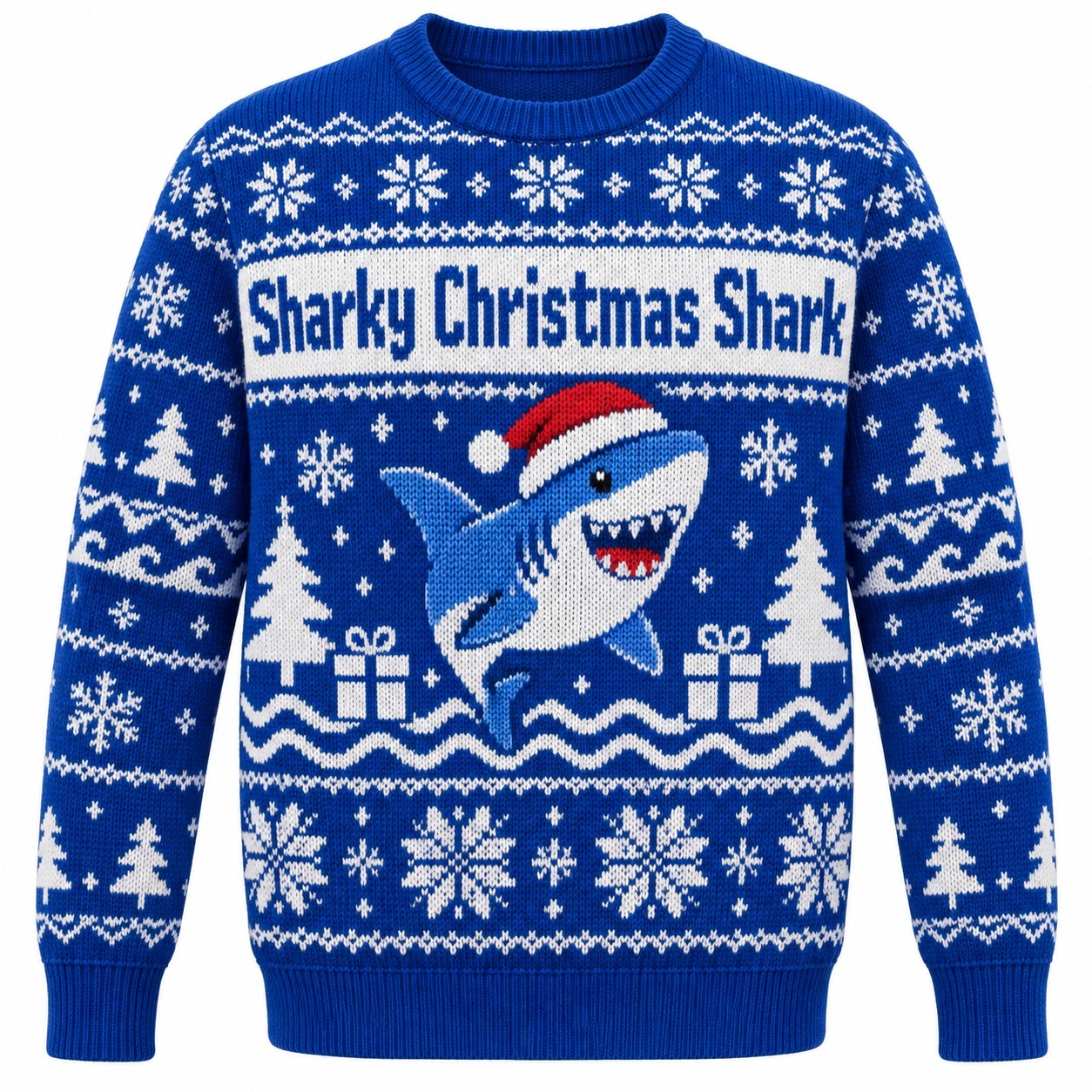 [popular-sweater:PX-13-16:front] Sharky Christmas Shark Ugly Christmas Sweatshirt - Front view