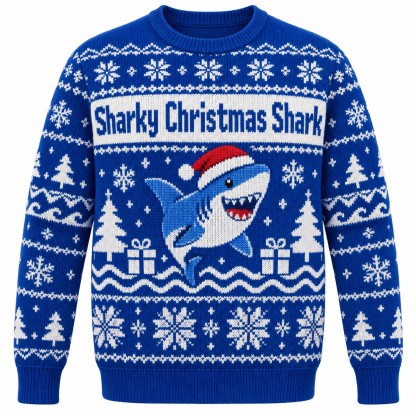 [popular-sweater:PX-13-16:front] Sharky Christmas Shark Ugly Christmas Sweatshirt - Front view