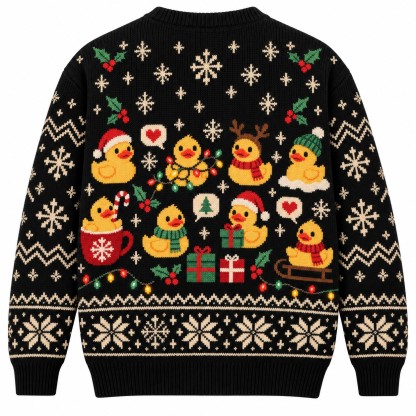 [popular-sweater:PX-13-18:back] Rubber Duck Christmas Ugly Christmas Sweatshirt - Back view
