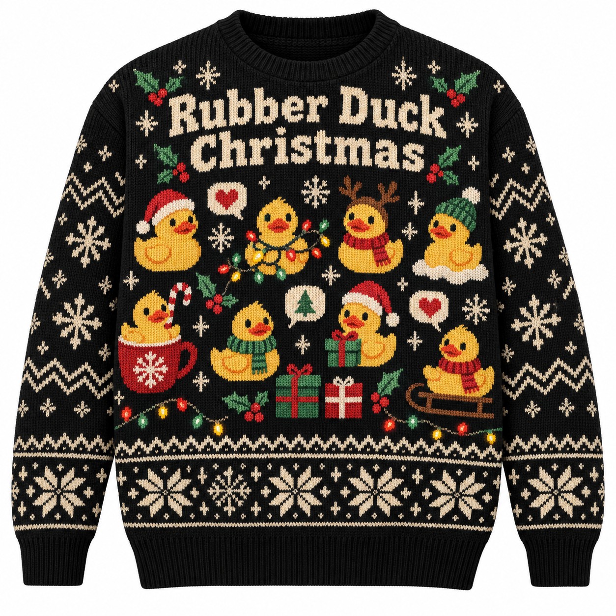 [popular-sweater:PX-13-18:front] Rubber Duck Christmas Ugly Christmas Sweatshirt - Front view