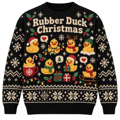 [popular-sweater:PX-13-18:front] Rubber Duck Christmas Ugly Christmas Sweatshirt - Front view