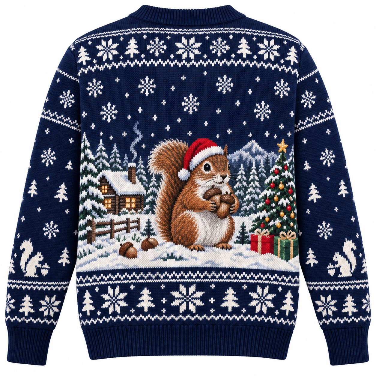 [popular-sweater:PX-13-19:back] Squirrel Nuts About Christmas Ugly Christmas Sweatshirt - Back view