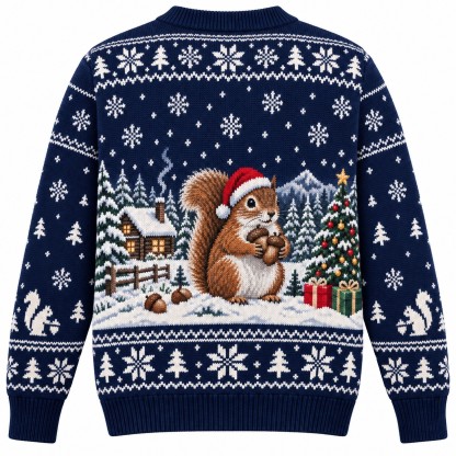 [popular-sweater:PX-13-19:back] Squirrel Nuts About Christmas Ugly Christmas Sweatshirt - Back view