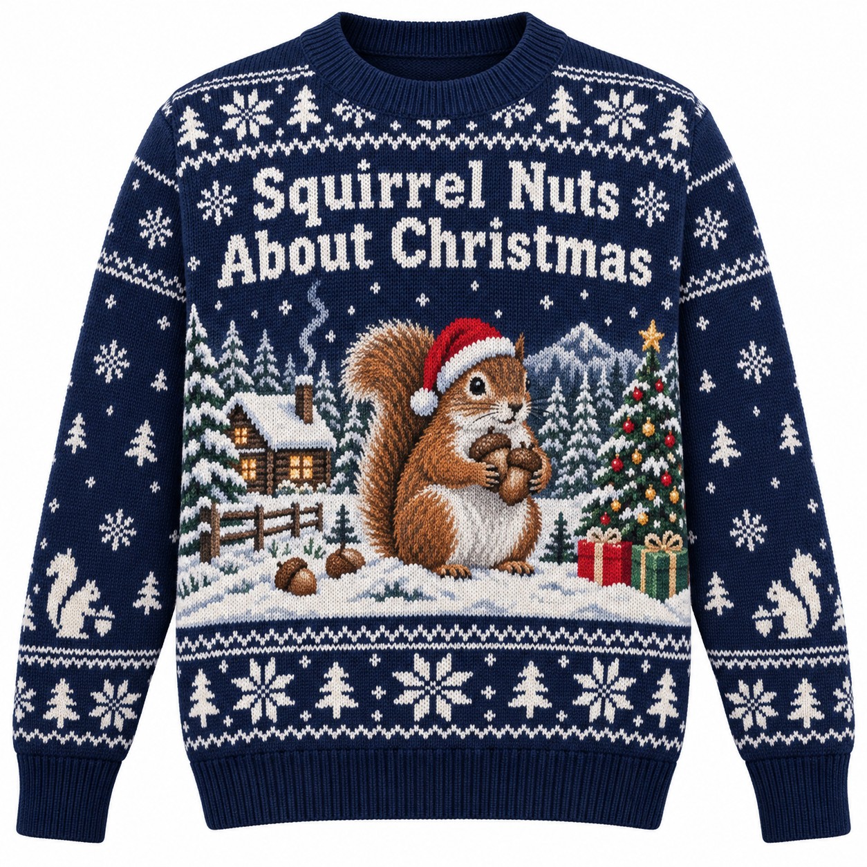 [popular-sweater:PX-13-19:front] Squirrel Nuts About Christmas Ugly Christmas Sweatshirt - Front view