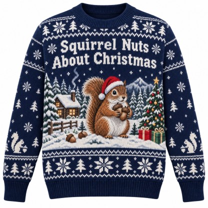 [popular-sweater:PX-13-19:front] Squirrel Nuts About Christmas Ugly Christmas Sweatshirt - Front view