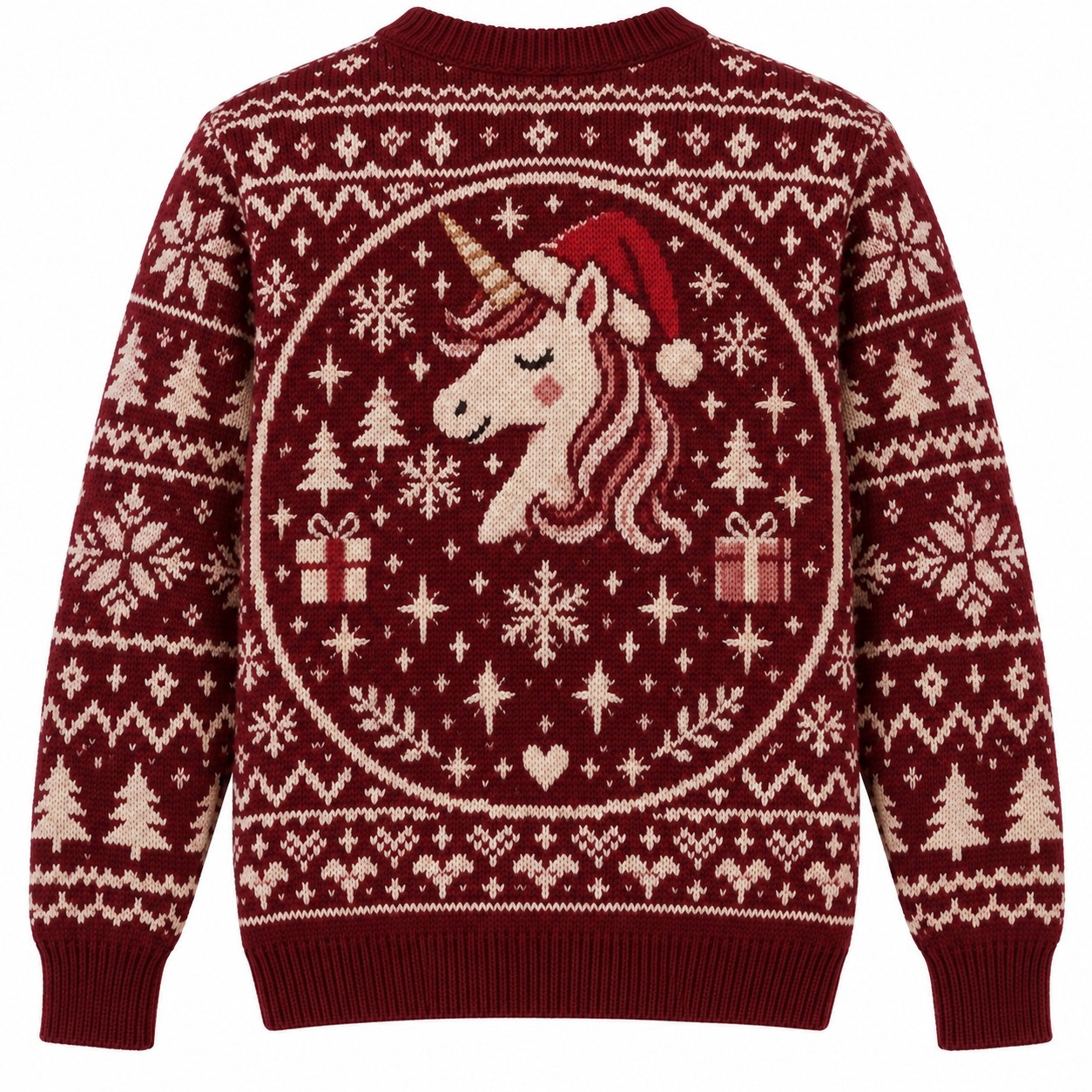 [popular-sweater:PX-13-20:back] Unicorn Christmas Sparkle Ugly Christmas Sweatshirt - Back view