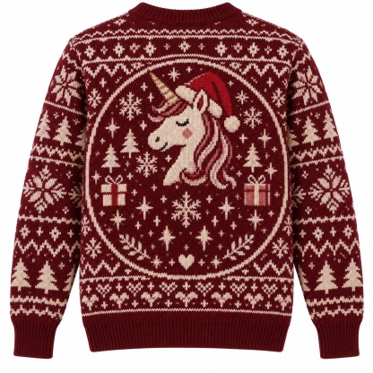 [popular-sweater:PX-13-20:back] Unicorn Christmas Sparkle Ugly Christmas Sweatshirt - Back view