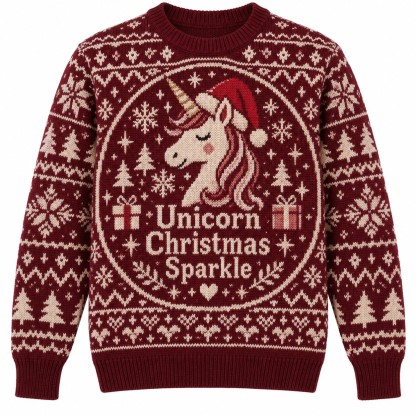[popular-sweater:PX-13-20:front] Unicorn Christmas Sparkle Ugly Christmas Sweatshirt - Front view
