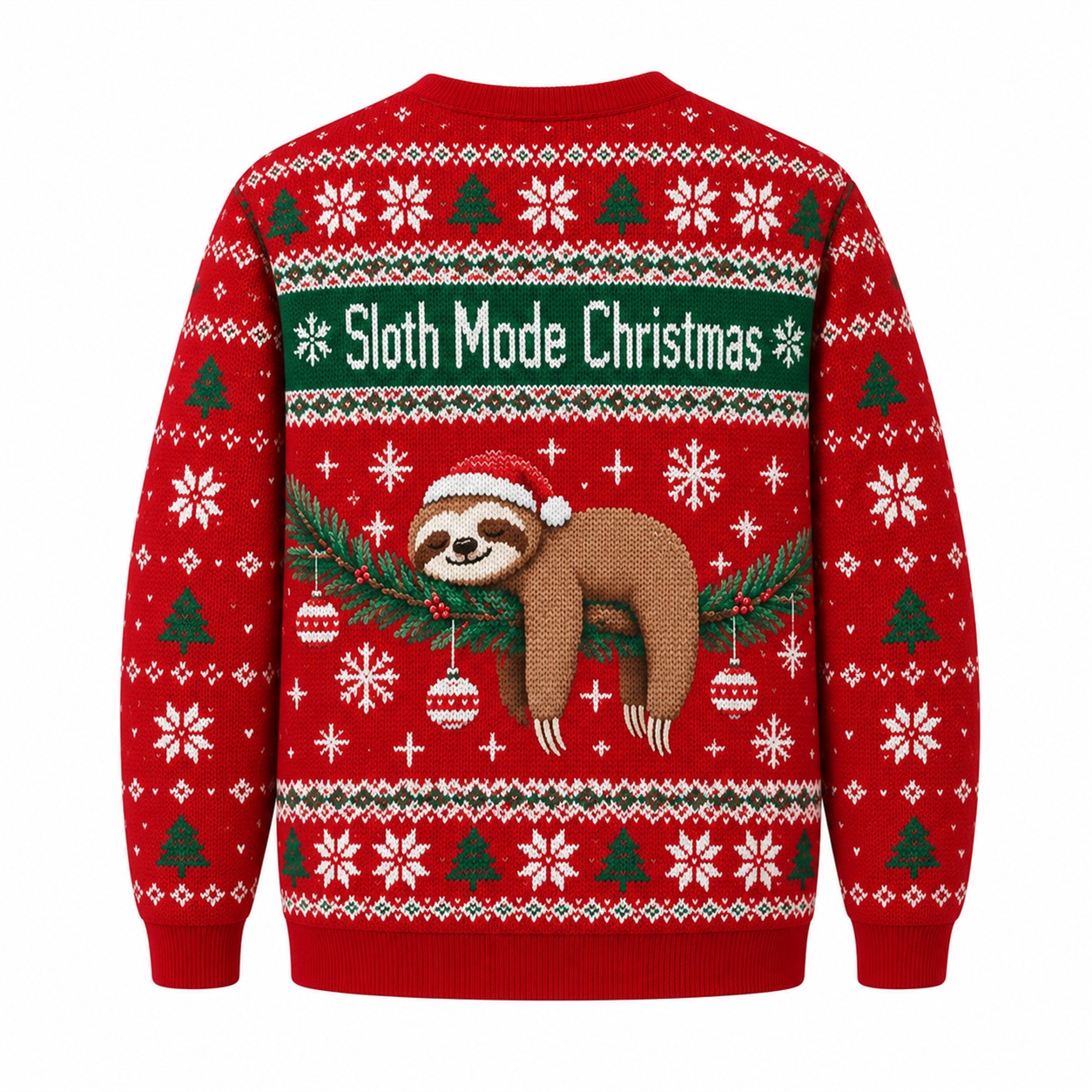 [popular-sweater:PX-13-21:back] Sloth Mode Christmas Ugly Christmas Sweatshirt - Back view