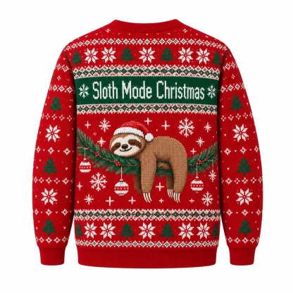 [popular-sweater:PX-13-21:back] Sloth Mode Christmas Ugly Christmas Sweatshirt - Back view