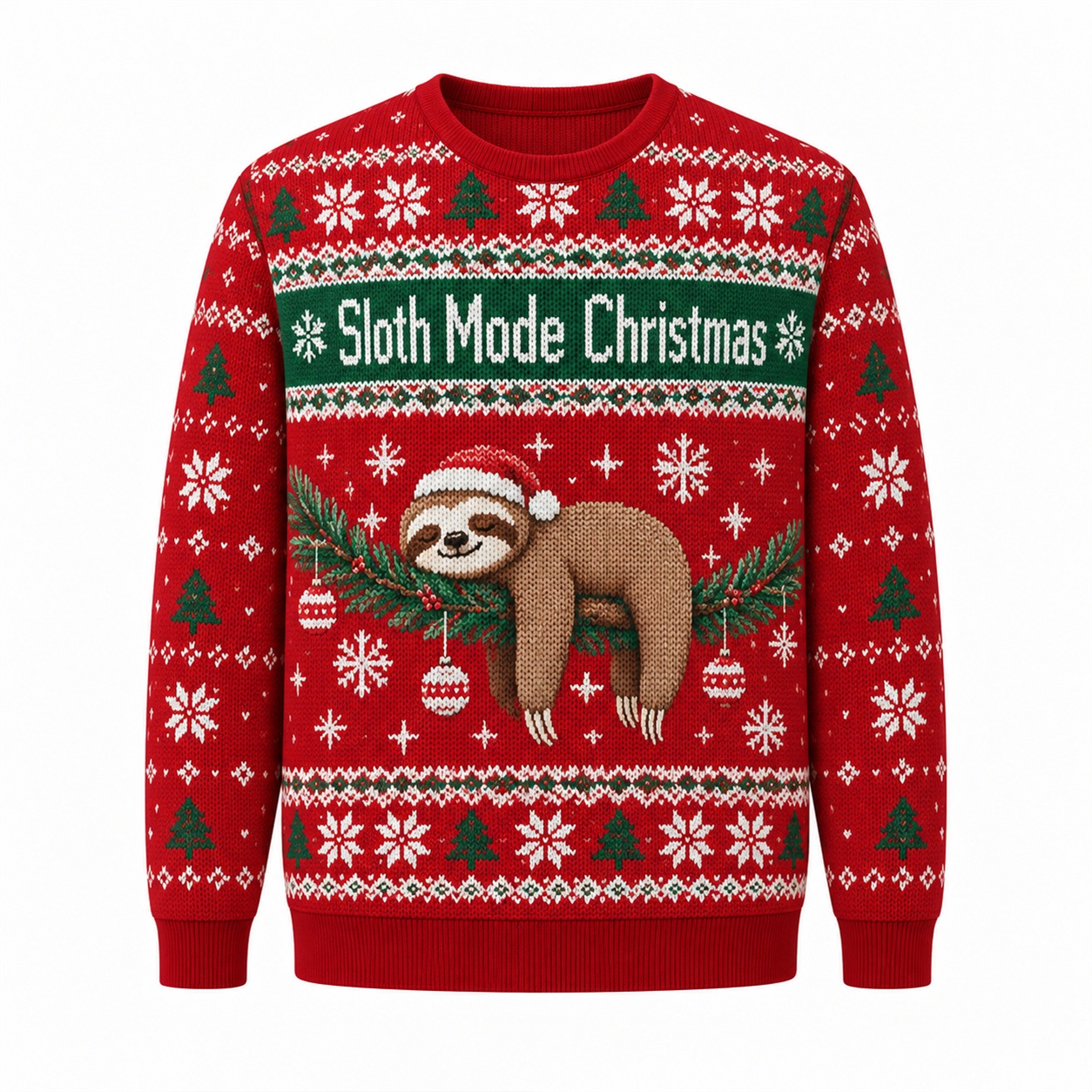 [popular-sweater:PX-13-21:front] Sloth Mode Christmas Ugly Christmas Sweatshirt - Front view