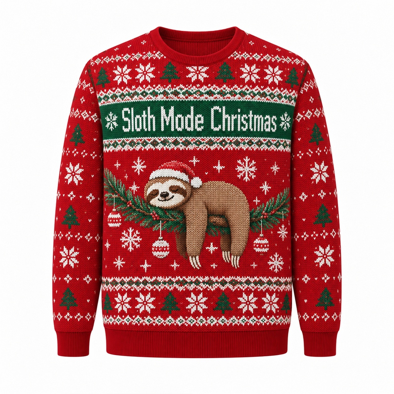 [popular-sweater:PX-13-21:front] Sloth Mode Christmas Ugly Christmas Sweatshirt - Front view