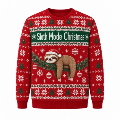 [popular-sweater:PX-13-21:front] Sloth Mode Christmas Ugly Christmas Sweatshirt - Front view
