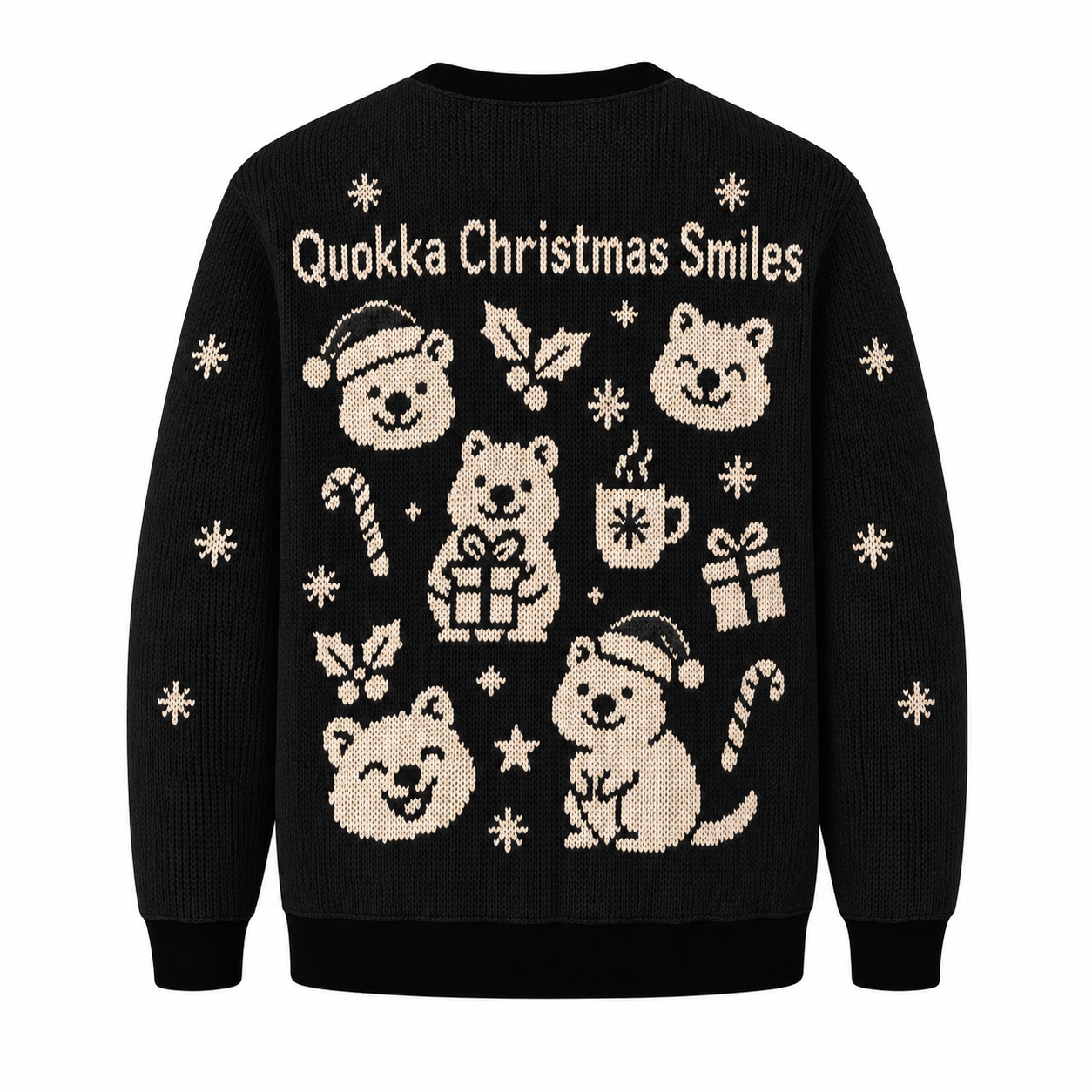 [popular-sweater:PX-13-22:back] Quokka Christmas Smiles Ugly Christmas Sweatshirt - Back view