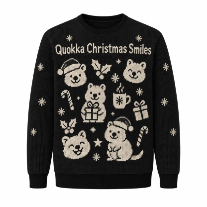 [popular-sweater:PX-13-22:front] Quokka Christmas Smiles Ugly Christmas Sweatshirt - Front view