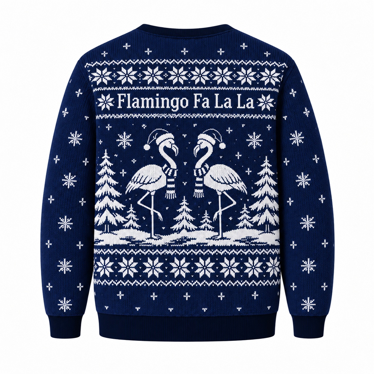 [popular-sweater:PX-13-23:back] Flamingo Fa La La Ugly Christmas Sweatshirt - Back view