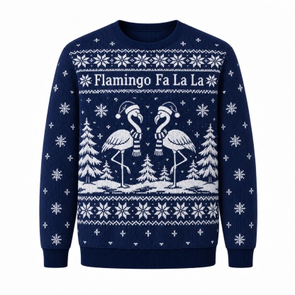 [popular-sweater:PX-13-23:front] Flamingo Fa La La Ugly Christmas Sweatshirt - Front view