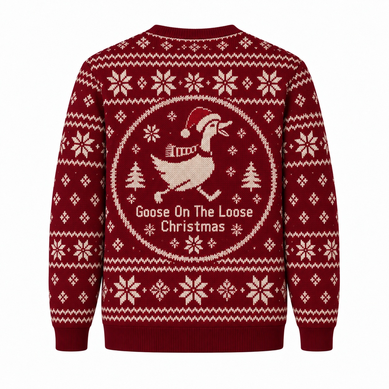 [popular-sweater:PX-13-24:back] Goose On The Loose Christmas Ugly Christmas Sweatshirt - Back view