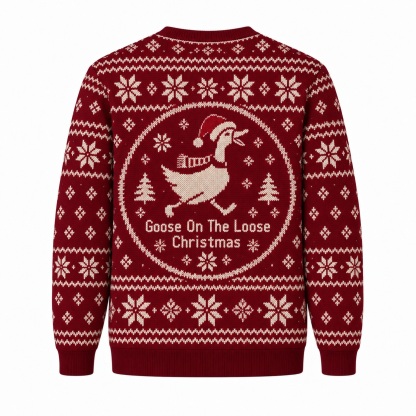[popular-sweater:PX-13-24:back] Goose On The Loose Christmas Ugly Christmas Sweatshirt - Back view