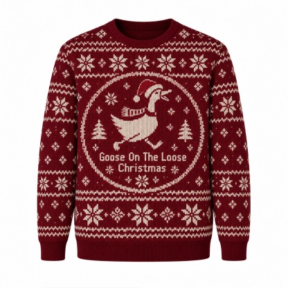[popular-sweater:PX-13-24:front] Goose On The Loose Christmas Ugly Christmas Sweatshirt - Front view