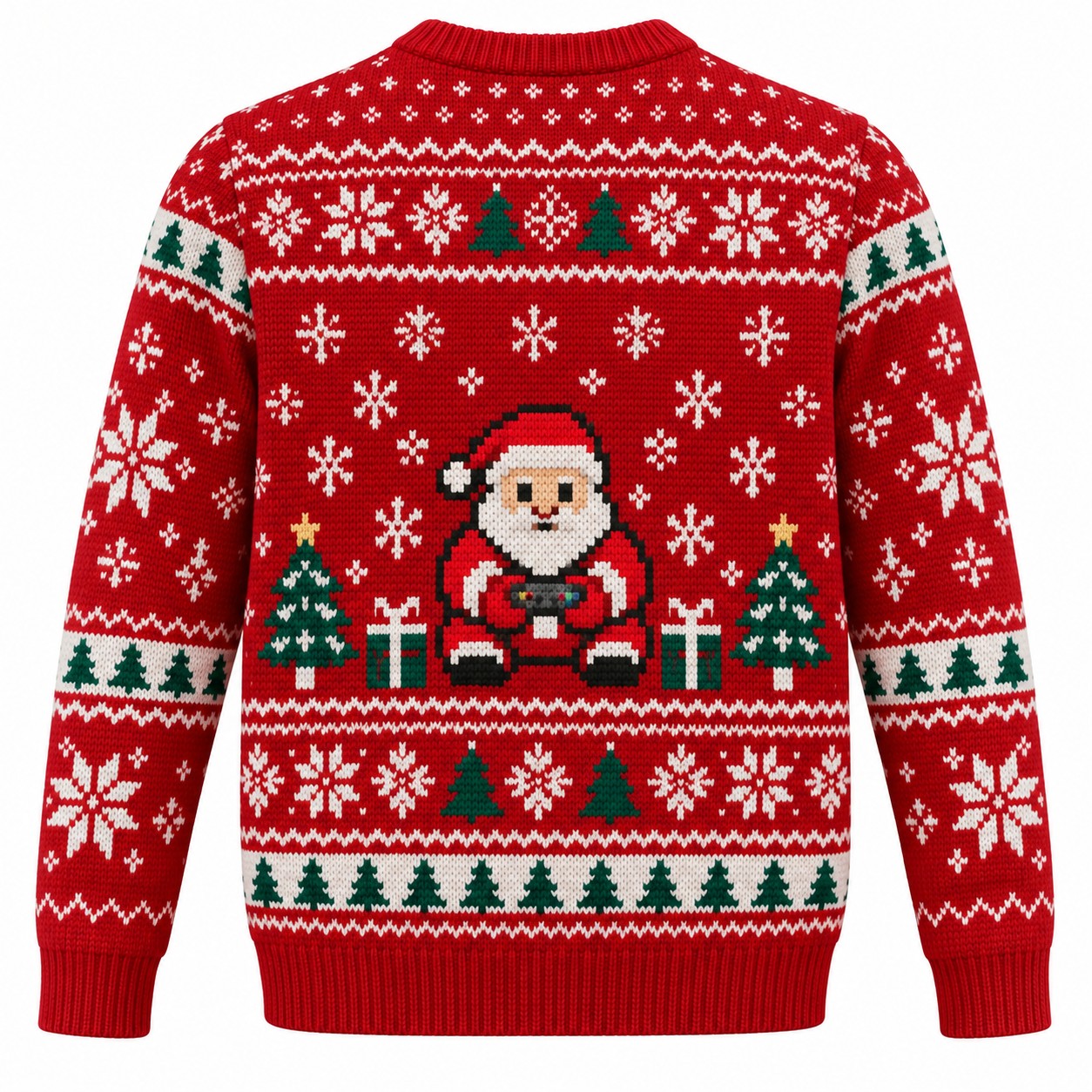 [popular-sweater:PX-14-01:back] Level Up Christmas Pixel Santa Ugly Christmas Sweatshirt - Back view