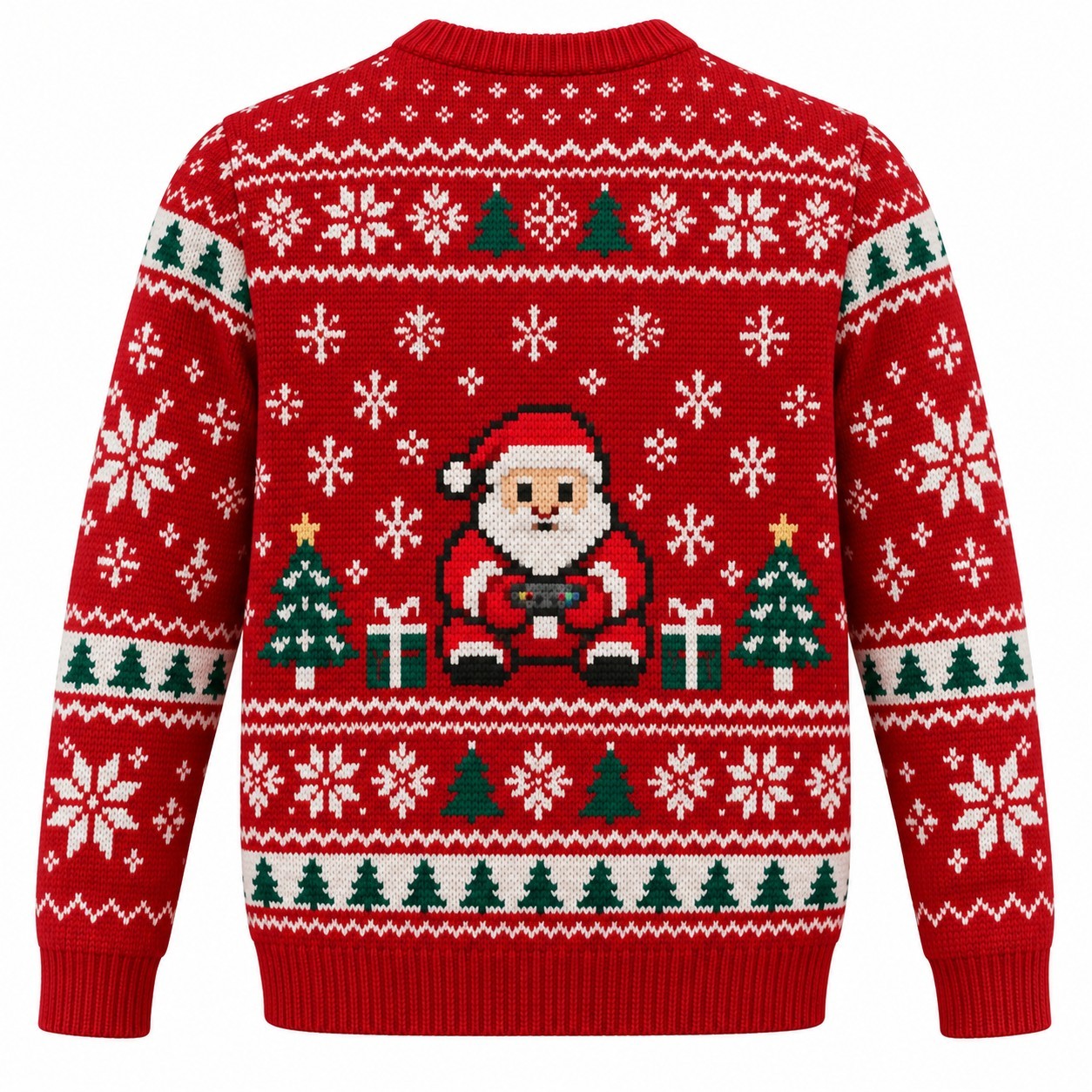 [popular-sweater:PX-14-01:back] Level Up Christmas Pixel Santa Ugly Christmas Sweatshirt - Back view
