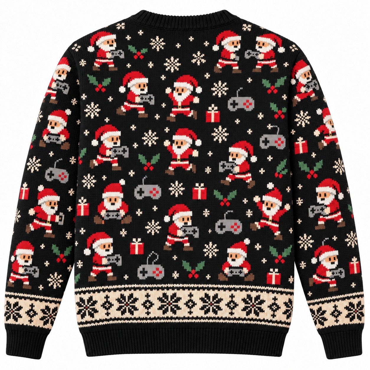[popular-sweater:PX-14-02:back] Game Over Naughty List Ugly Christmas Sweatshirt - Back view