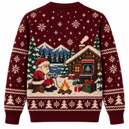 [popular-sweater:PX-14-04:back] Press Start For Christmas Ugly Christmas Sweatshirt - Back view