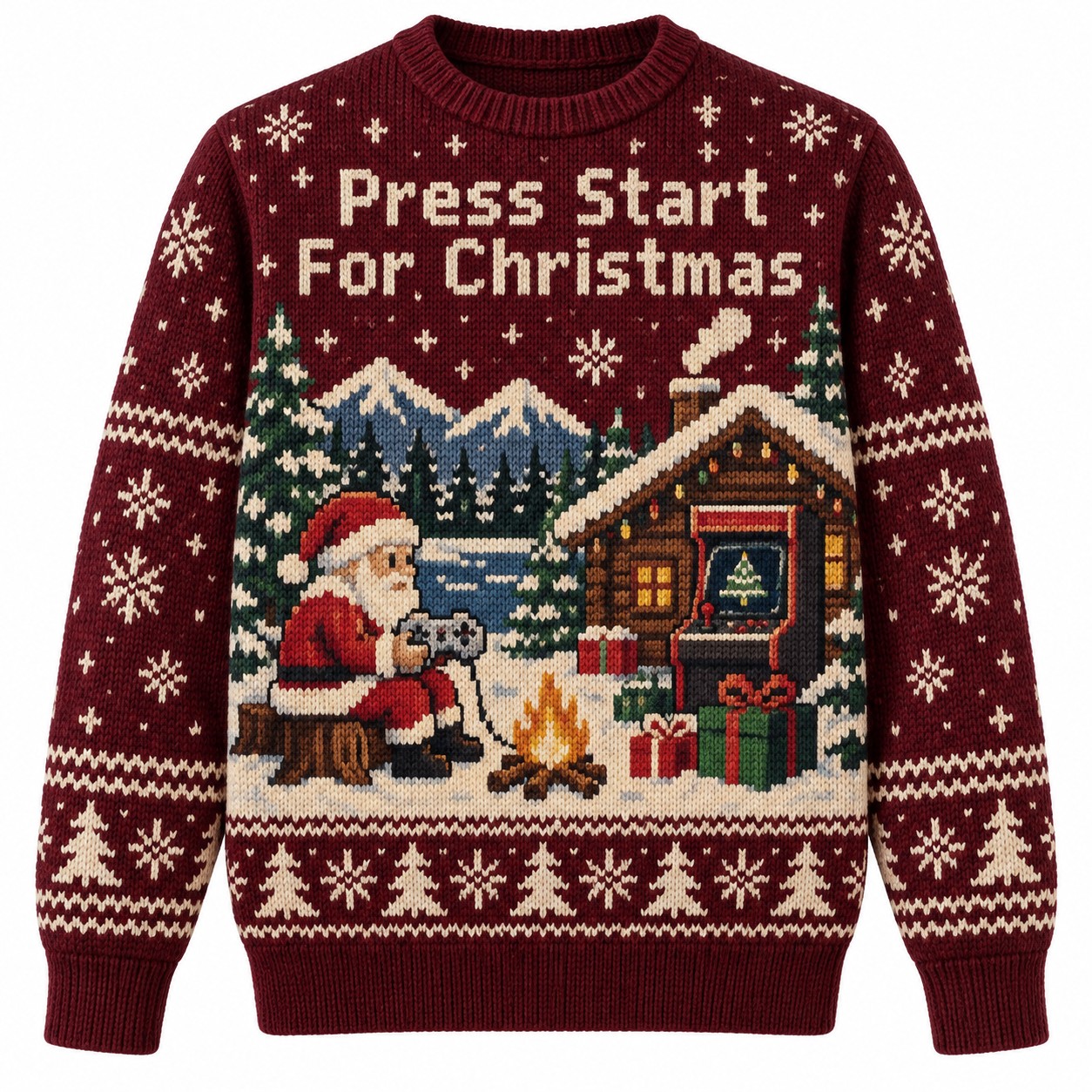 [popular-sweater:PX-14-04:front] Press Start For Christmas Ugly Christmas Sweatshirt - Front view