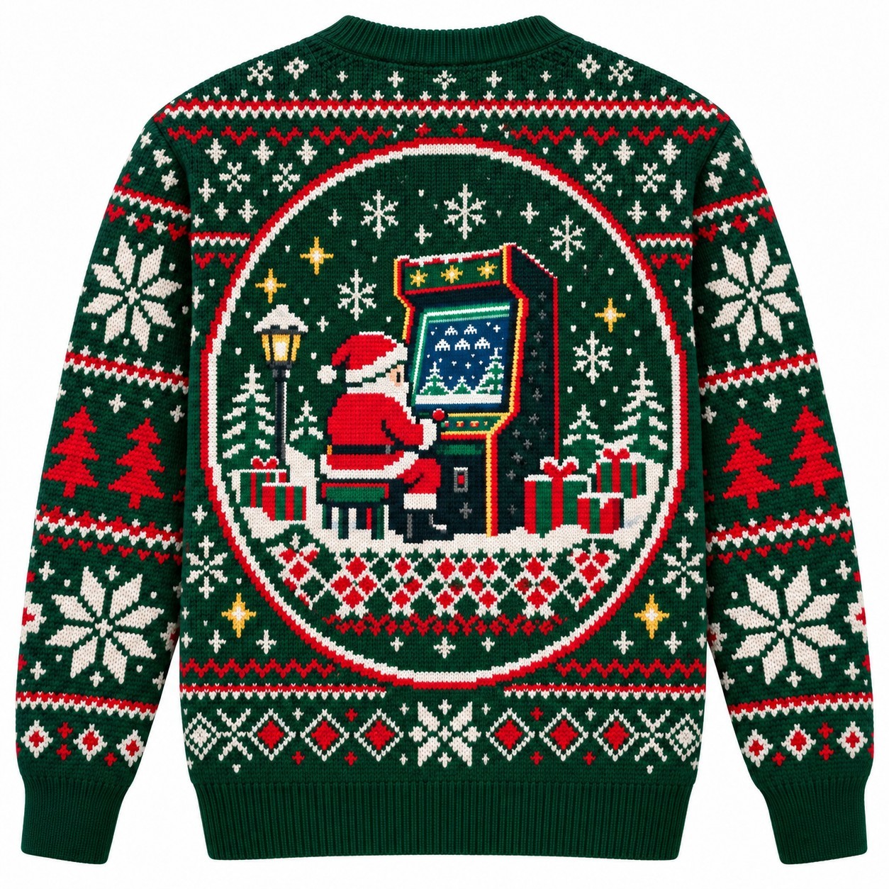 [popular-sweater:PX-14-05:back] High Score Holidays Arcade Ugly Christmas Sweatshirt - Back view
