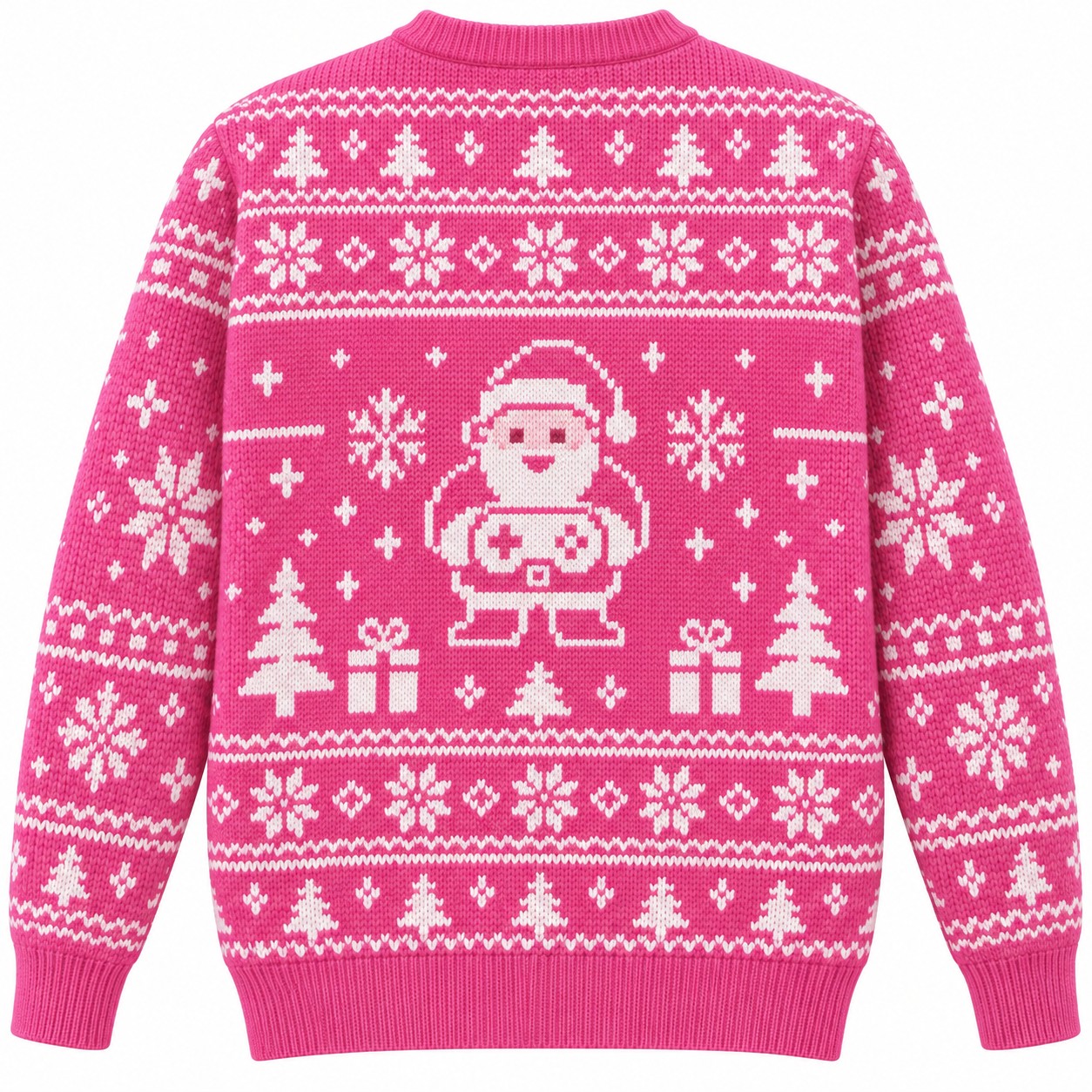 [popular-sweater:PX-14-06:back] Player One Santa Pixel Ugly Christmas Sweatshirt - Back view