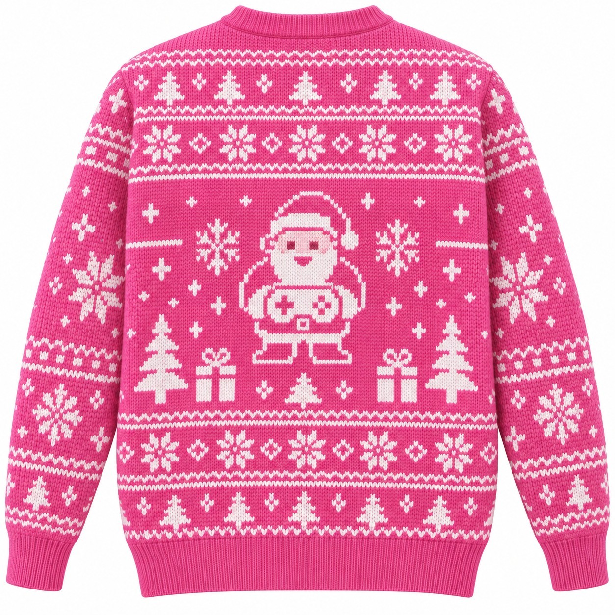 [popular-sweater:PX-14-06:back] Player One Santa Pixel Ugly Christmas Sweatshirt - Back view