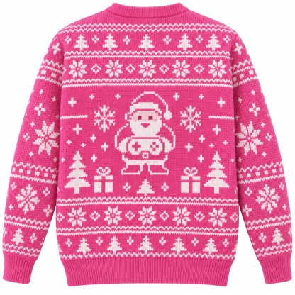 [popular-sweater:PX-14-06:back] Player One Santa Pixel Ugly Christmas Sweatshirt - Back view