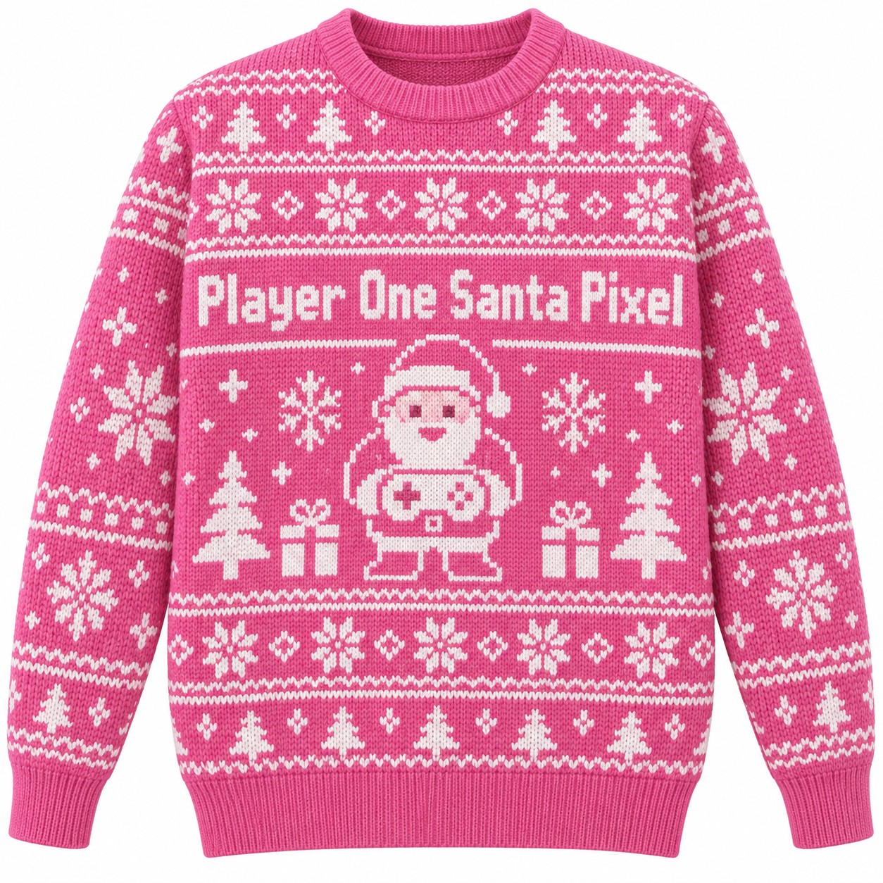 [popular-sweater:PX-14-06:front] Player One Santa Pixel Ugly Christmas Sweatshirt - Front view