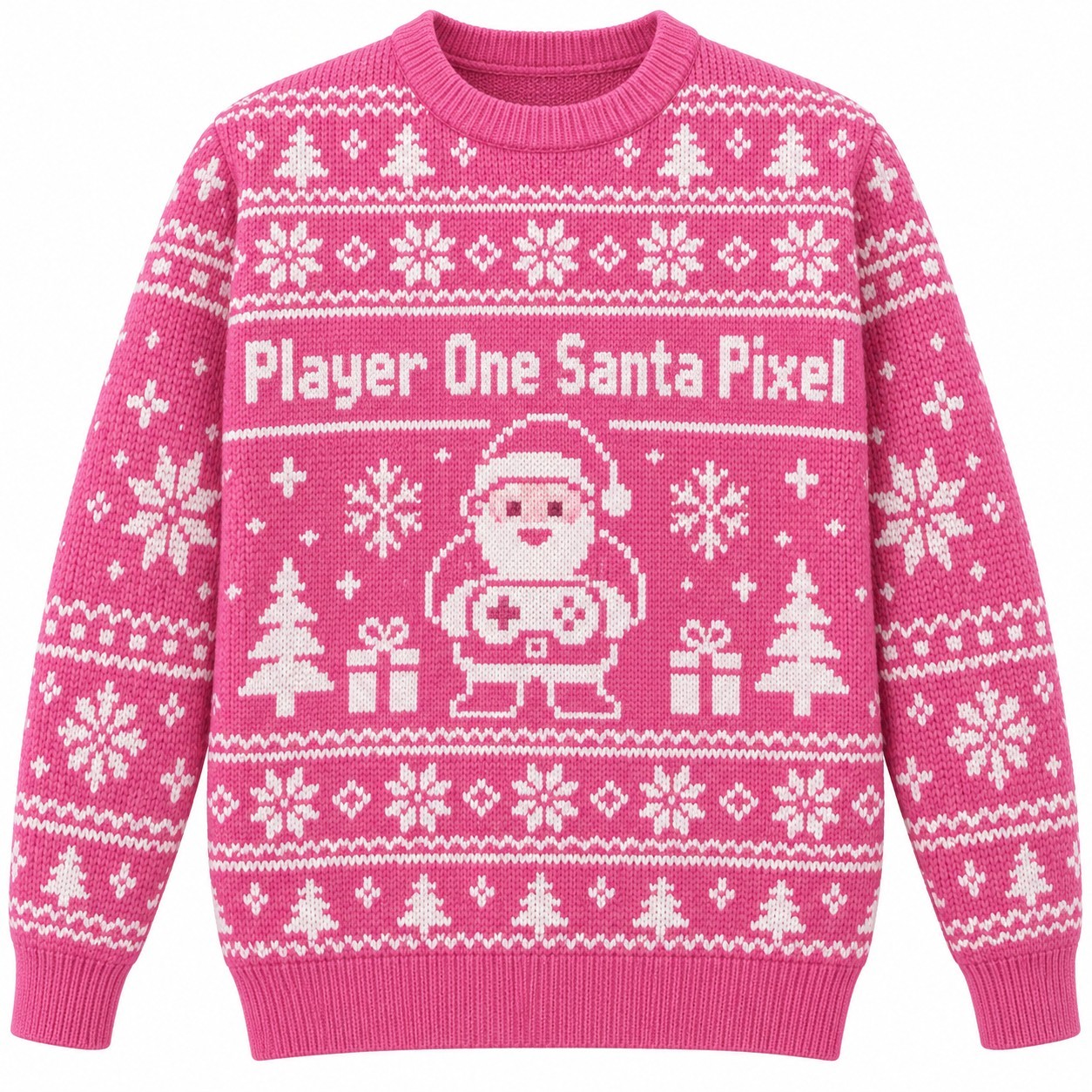 [popular-sweater:PX-14-06:front] Player One Santa Pixel Ugly Christmas Sweatshirt - Front view